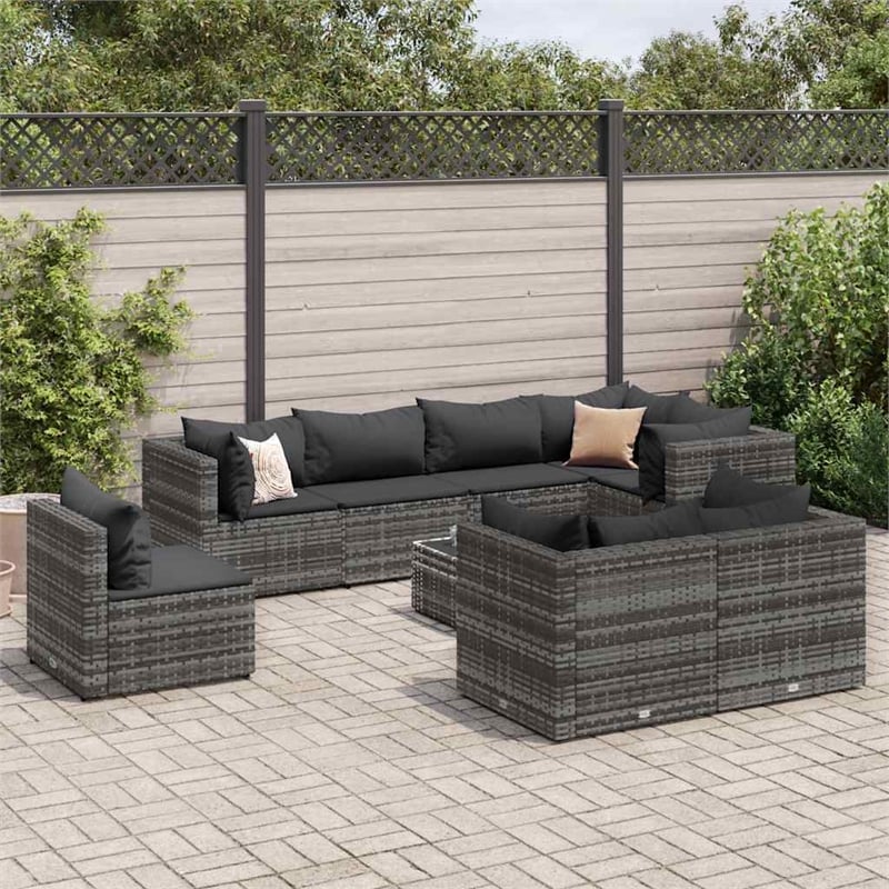 vidaXL 9 Piece Lounge Set in Gray
