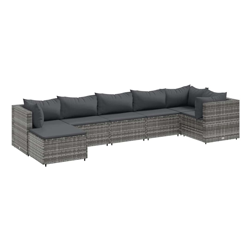 vidaXL 7 Piece Poly Rattan Lounge Set in Gray/Anthracite