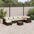 vidaXL 8 Piece Poly Rattan Large Lounge Set in White/Brown/Cream