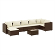 vidaXL 8 Piece Poly Rattan Large Lounge Set in White/Brown/Cream