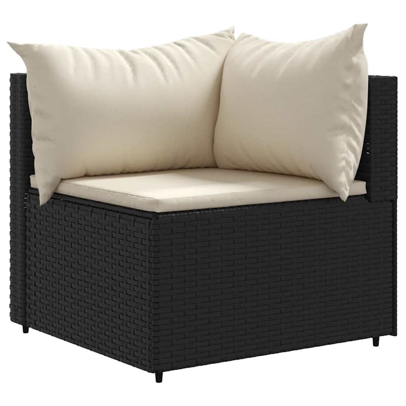 vidaXL 6 Piece Poly Rattan Lounge Set in Black/White/Cream