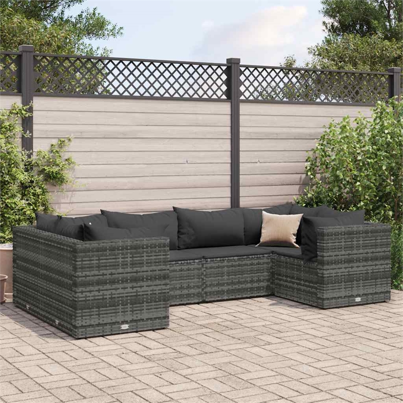 vidaXL 6 Piece Steel Large Lounge Set in Gray