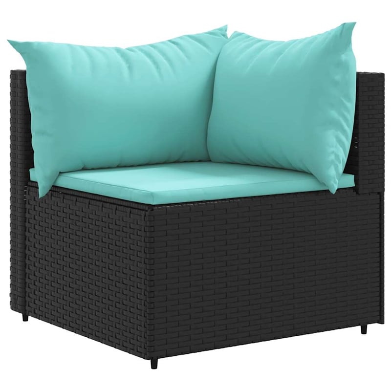 vidaXL 6 Piece Poly Rattan Lounge Set in Black/Blue