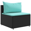vidaXL 4 Piece Poly Rattan Small Patio Sofa Set in Black/Blue