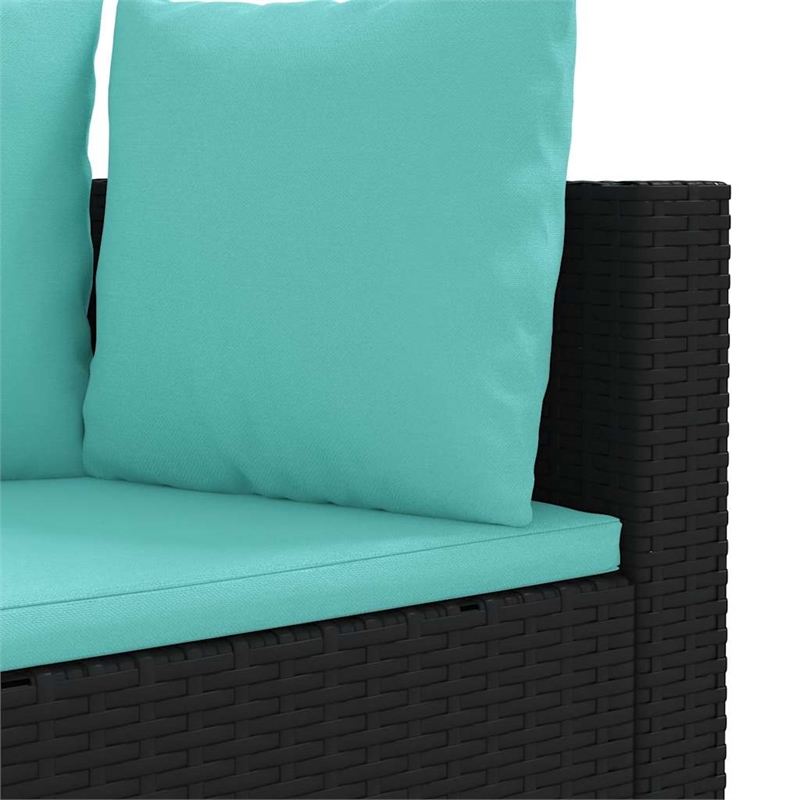 vidaXL 4 Piece Poly Rattan Small Patio Sofa Set in Black/Blue