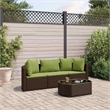 vidaXL 4 Piece Poly Rattan Patio Sofa Set in Green/Brown