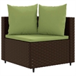 vidaXL 4 Piece Poly Rattan Patio Sofa Set in Green/Brown