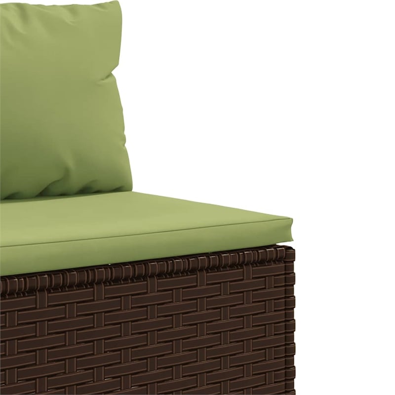 vidaXL 4 Piece Poly Rattan Patio Sofa Set in Green/Brown