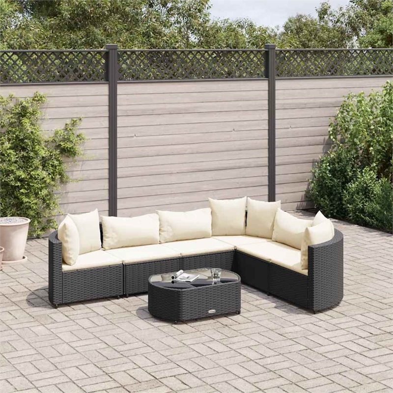 vidaXL 7 Piece Steel Patio Sofa Set in Black/White/Cream