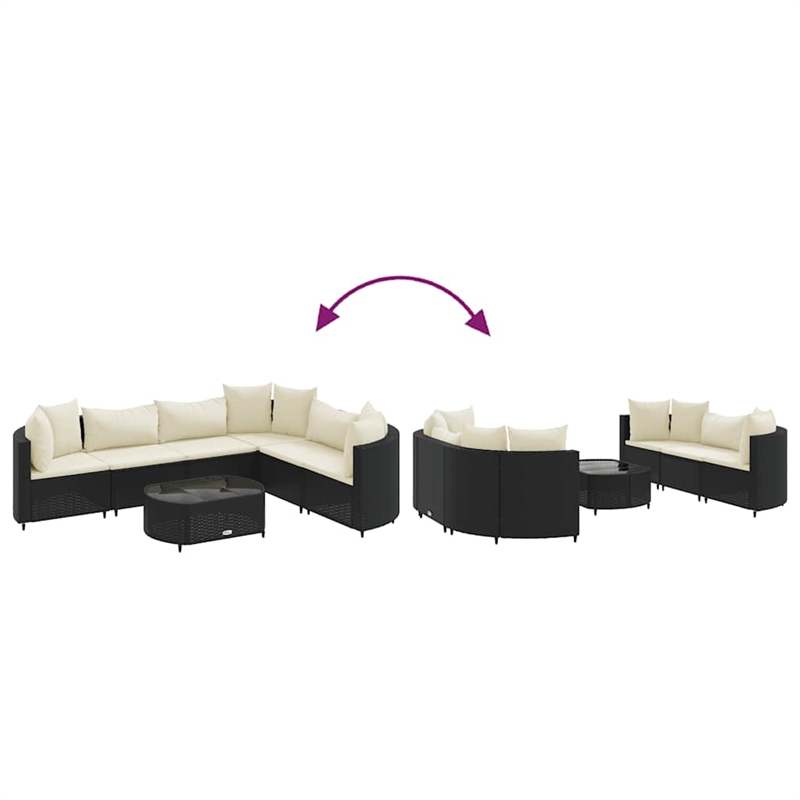 vidaXL 7 Piece Steel Patio Sofa Set in Black/White/Cream