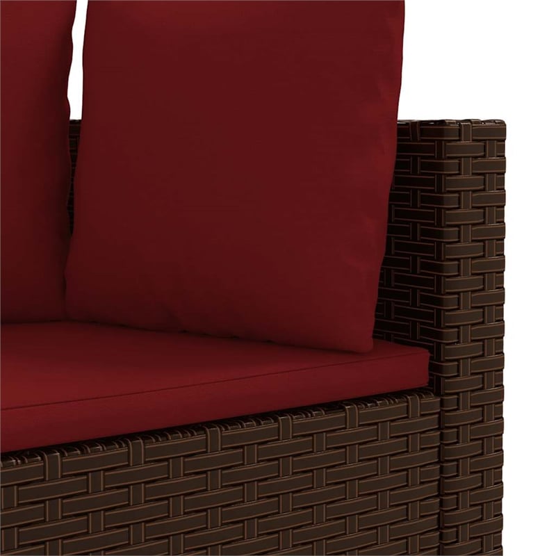 vidaXL 8 Piece Poly Rattan Patio Sofa Set in Red/Brown