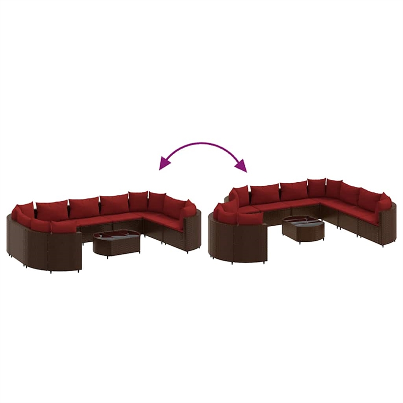 vidaXL 10 Piece Patio Sofa Set in Red/Brown