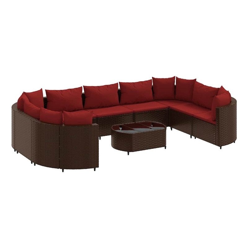 vidaXL 10 Piece Patio Sofa Set in Red/Brown