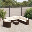 vidaXL 10 Piece Steel Patio Sofa Set in White/Brown/Cream