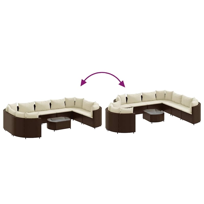 vidaXL 10 Piece Steel Patio Sofa Set in White/Brown/Cream