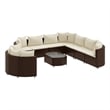 vidaXL 10 Piece Steel Patio Sofa Set in White/Brown/Cream