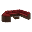 vidaXL 10 Piece Poly Rattan Large Patio Sofa Set in Brown