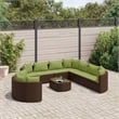 vidaXL 10 Piece Steel Patio Sofa Set in Green/Brown