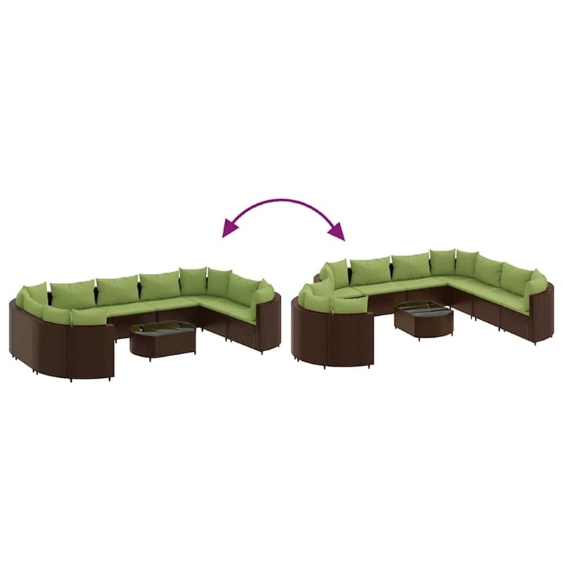 vidaXL 10 Piece Steel Patio Sofa Set in Green/Brown
