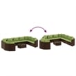 vidaXL 10 Piece Steel Patio Sofa Set in Green/Brown