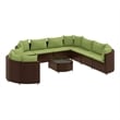 vidaXL 10 Piece Steel Patio Sofa Set in Green/Brown