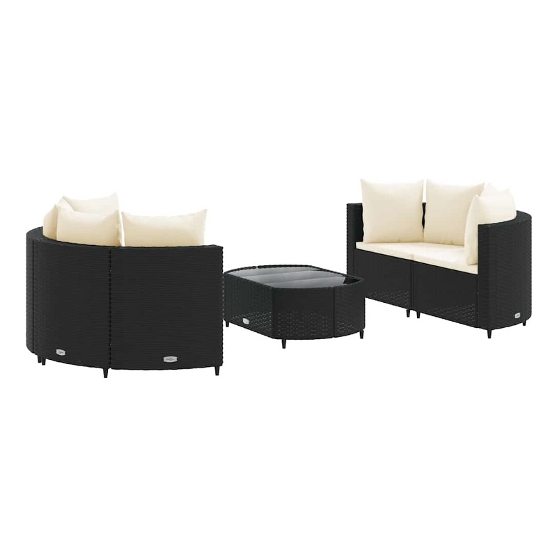 vidaXL 5 Piece Steel Patio Sofa Set in Black/White/Cream