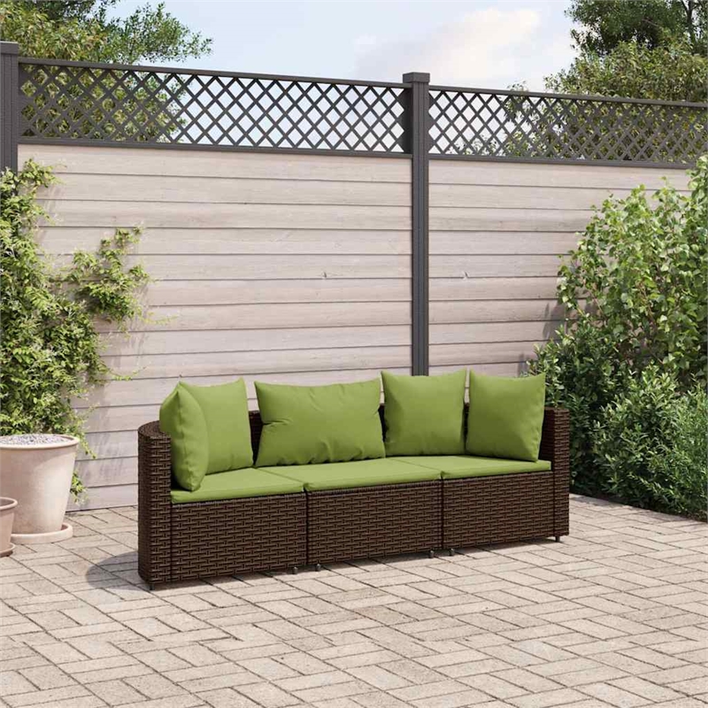 vidaXL 3 Piece Patio Sofa Set in Brown