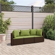 vidaXL 3 Piece Patio Sofa Set in Brown