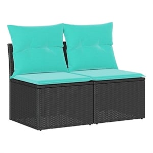 vidaXL Poly Rattan Small Sofa Set in Black