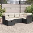 vidaXL 6 Piece Steel Sofa Set in Black/White/Cream