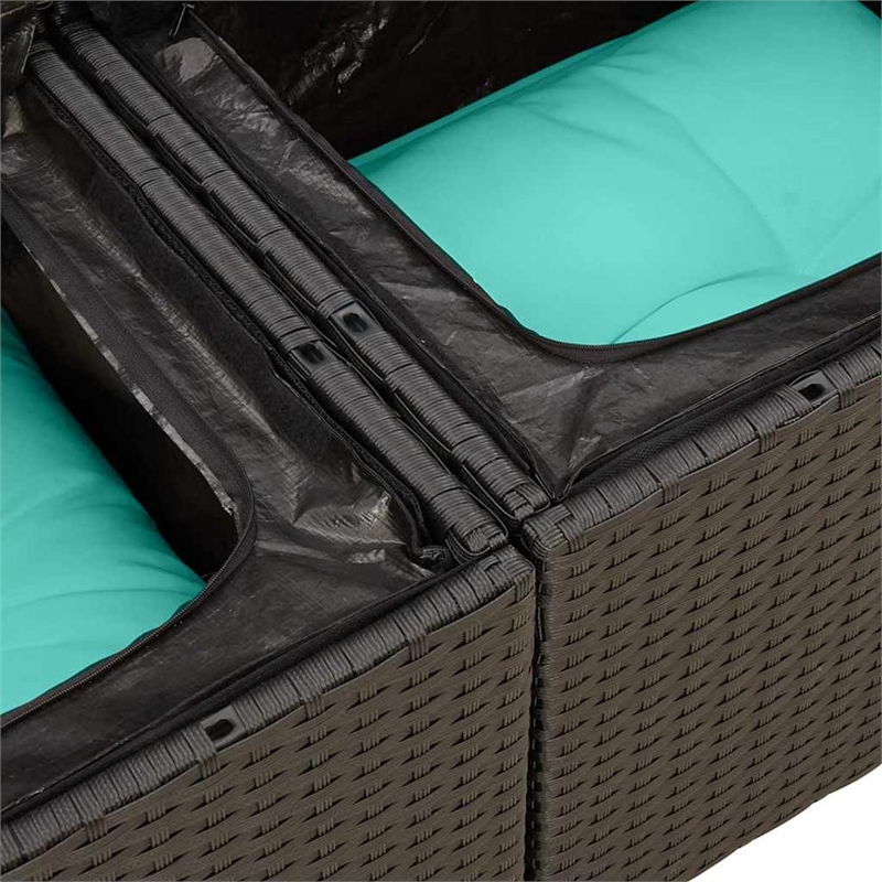 vidaXL 6 Piece Poly Rattan Large Sofa Set in Black/Blue