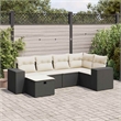 vidaXL 6 Piece Poly Rattan Sofa Set in Black/White/Cream