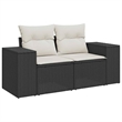 vidaXL 6 Piece Poly Rattan Sofa Set in Black/White/Cream