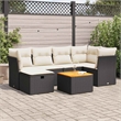 vidaXL 7 Piece Solid Acacia Wood Sofa Set in Black