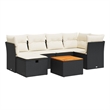 vidaXL 7 Piece Solid Acacia Wood Sofa Set in Black