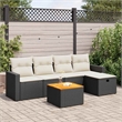 vidaXL 6 Piece Solid Acacia Wood Sofa Set in Black/White/Cream