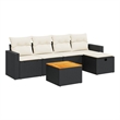 vidaXL 6 Piece Solid Acacia Wood Sofa Set in Black/White/Cream