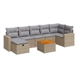 vidaXL 8 Piece Solid Acacia Wood Large Sofa Set in Gray/Beige