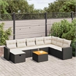 vidaXL 9 Piece Solid Acacia Wood Sofa Set in Black/White/Cream
