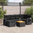 vidaXL 7 Piece Solid Acacia Wood Sofa Set in Black