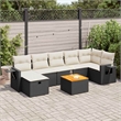 vidaXL 8 Piece Solid Acacia Wood Sofa Set in Black/White/Cream