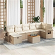 vidaXL 8 Piece Solid Acacia Wood Sofa Set in White/Cream/Beige