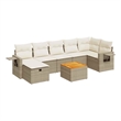 vidaXL 8 Piece Solid Acacia Wood Sofa Set in White/Cream/Beige