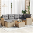 vidaXL 7 Piece Solid Acacia Wood Small Sofa Set in Gray/Brown/Beige