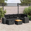 vidaXL 7 Piece Solid Acacia Wood Sofa Set in Black