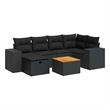 vidaXL 7 Piece Solid Acacia Wood Sofa Set in Black