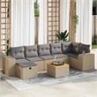 vidaXL 8 Piece Solid Acacia Wood Large Sofa Set in Beige