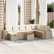 vidaXL 9 Piece Solid Acacia Wood Sofa Set in White/Cream/Beige