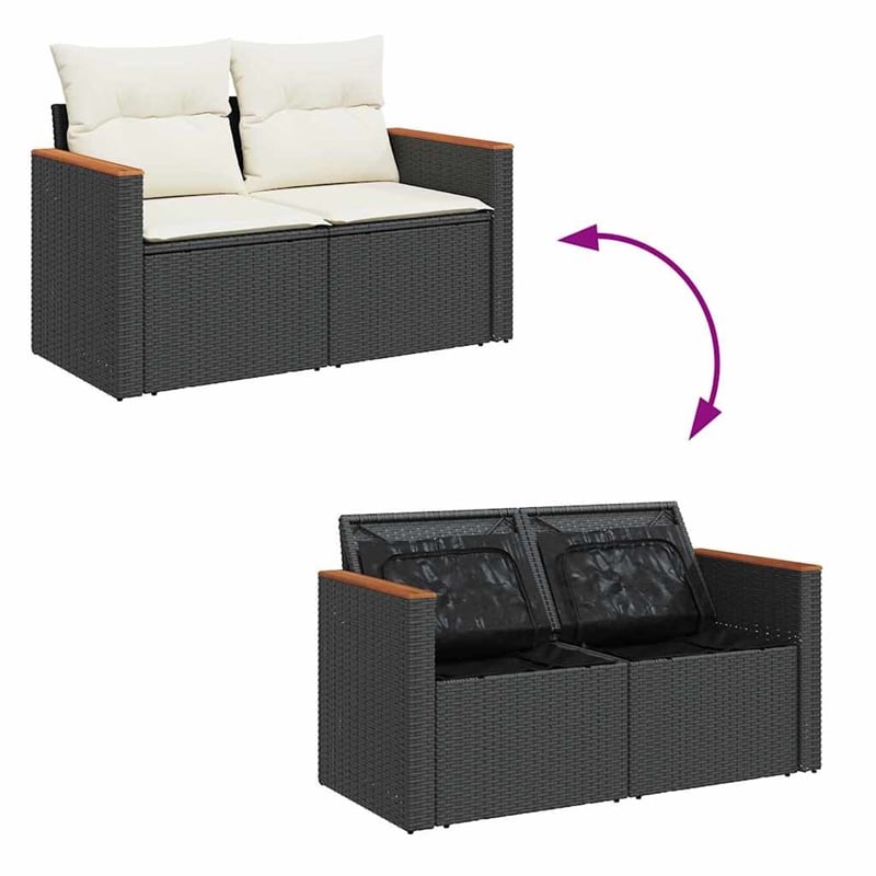 vidaXL 6 Piece Steel Sofa Set in Black/White/Cream