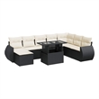 vidaXL 9 Piece Steel Sofa Set in Black/White/Cream